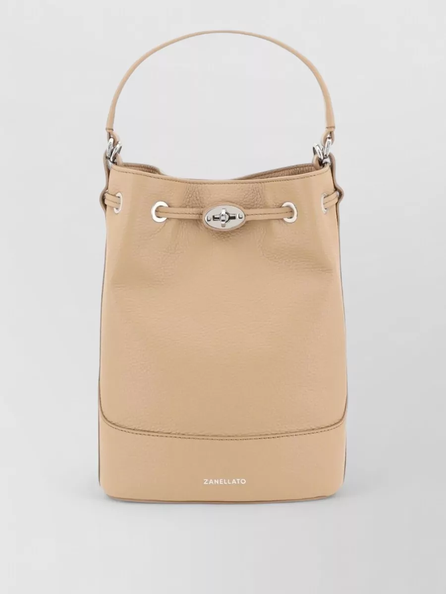 Zanellato Daily Small Leather Bucket Shoulder Bag In Nude