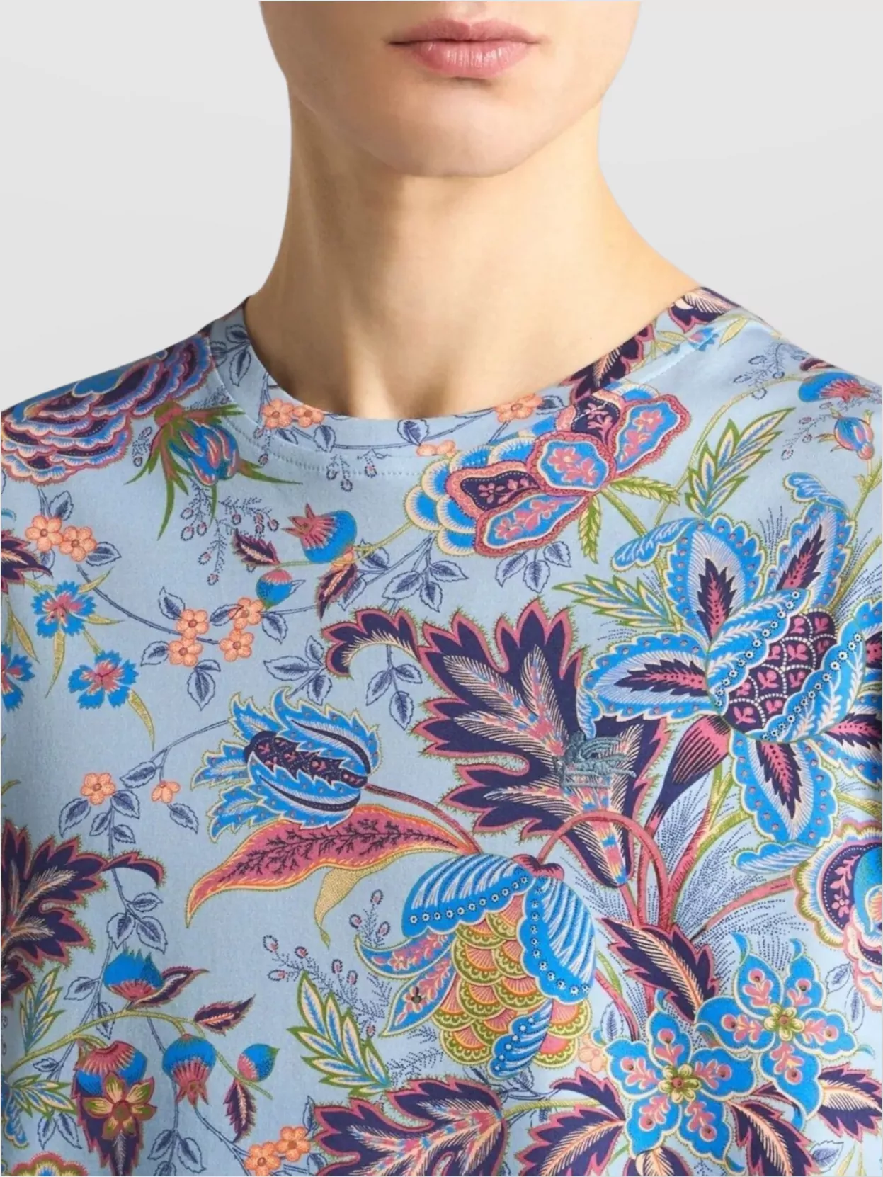 Etro Floral Print Short Sleeve Round Neck T-Shirt