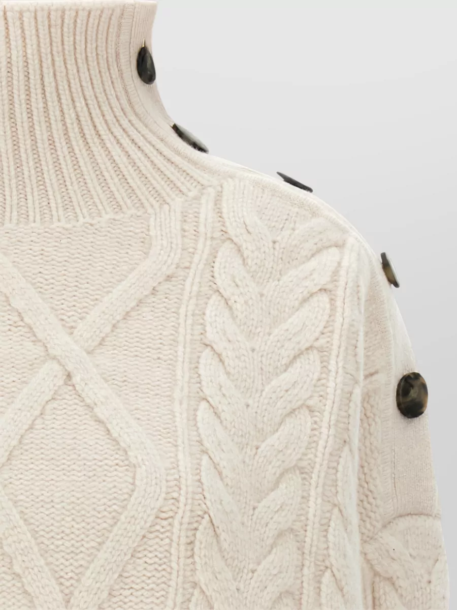 Yves Salomon Cashmere Wool Cable-Knit High-Neck Jumper