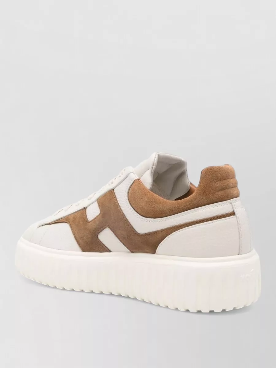 Hogan H Stripe Leather Sneakers Round Toe Sole