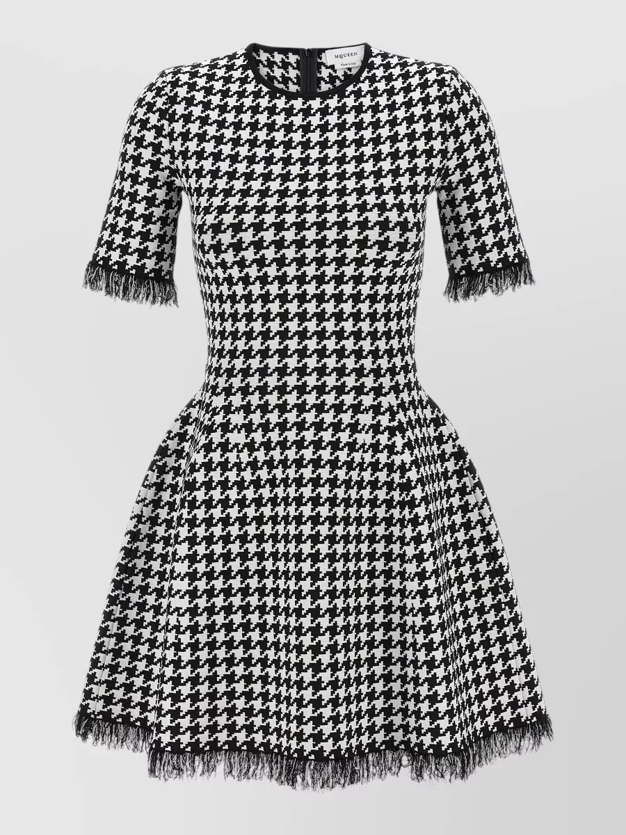 Mc Queen Houndstooth Jacquard Mini Dress