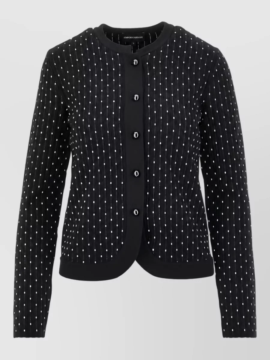 Emporio Armani striped round neck long sleeve cardigan