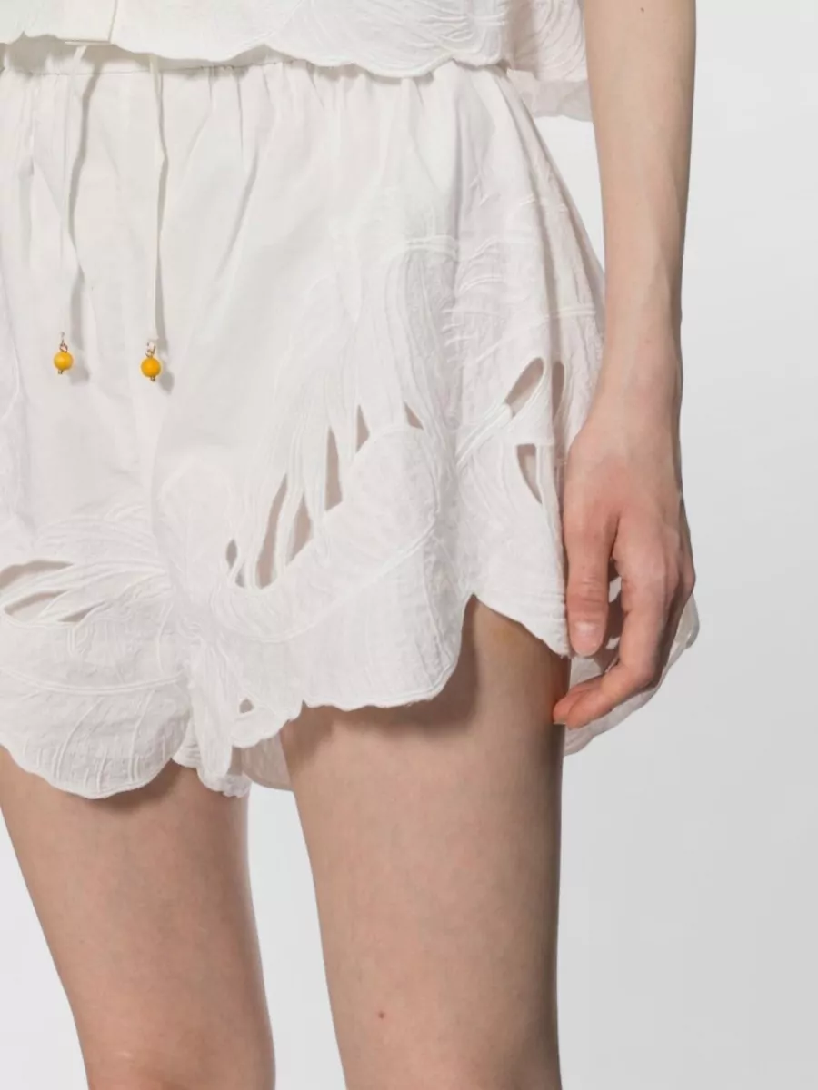 Zimmermann Embroidered Cotton Cutout Shorts