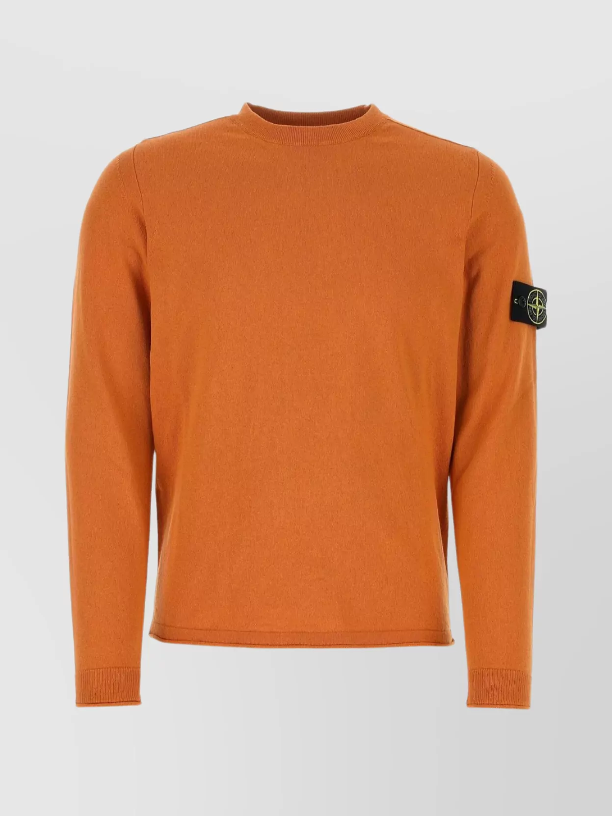Shop Stone Island Crew-necked Cotton Blend Sweater In Orange
