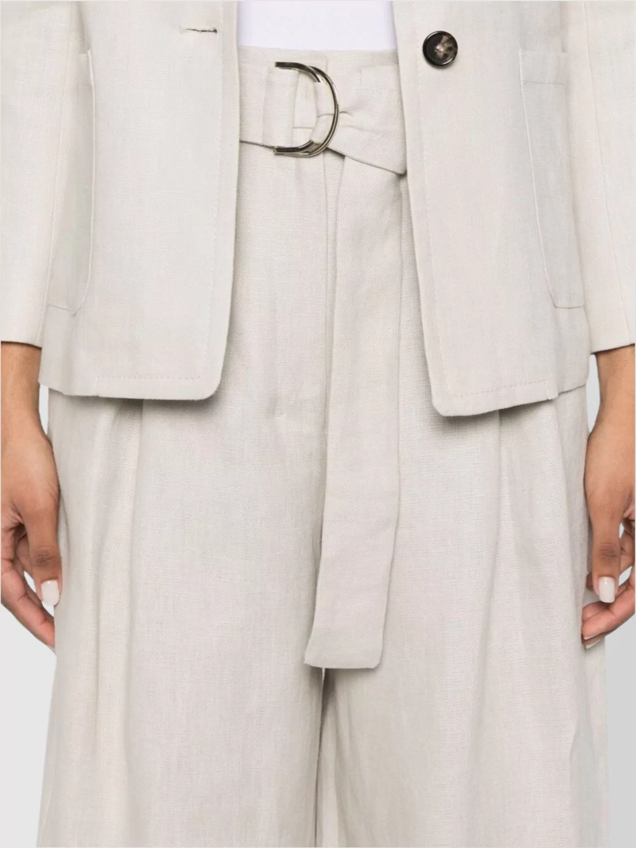S Max Mara Linen High Waist Pleated Trousers With Belt