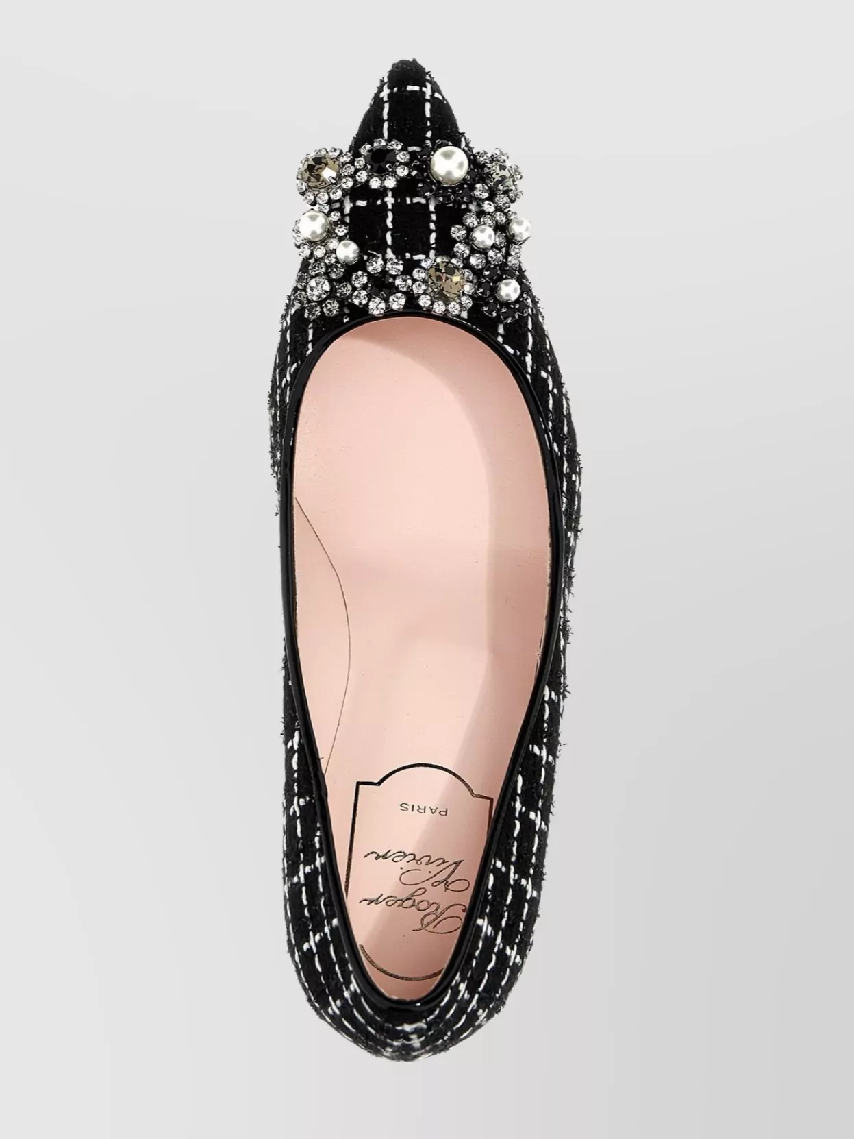 スリッポン ROGER VIVIER 'Flower Strass Pearl' pumps White/Black Roger Vivier 'flower strass pearl' pumps | The Fashion Square