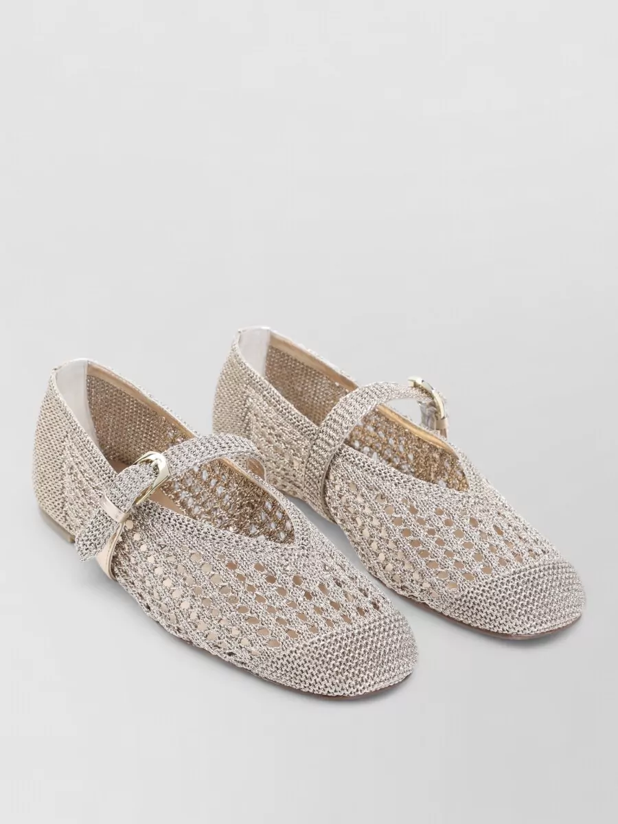 Stuart Weitzman Crochet Mary Jane Ballerina Flats