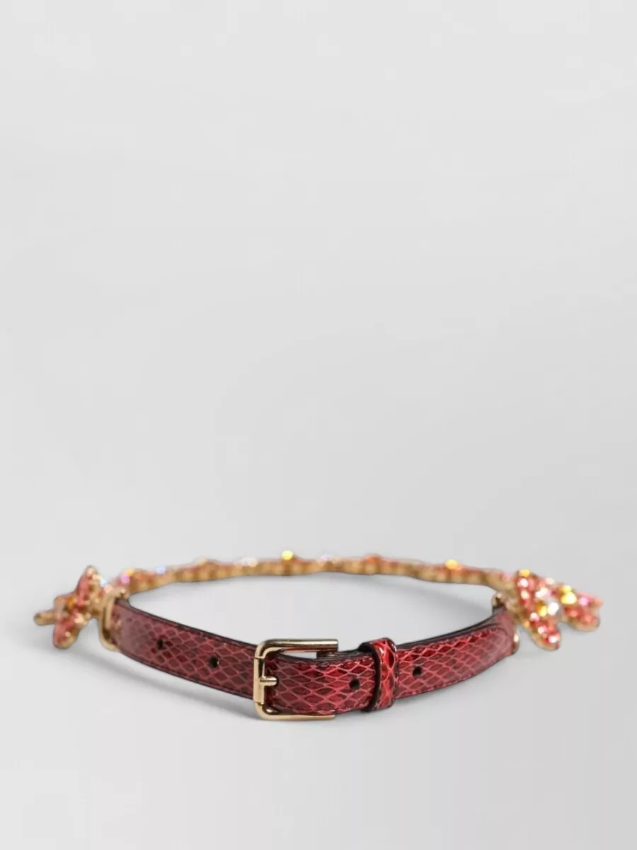 Dolce&Gabbana Crystal Embellished Leather Waist Belt