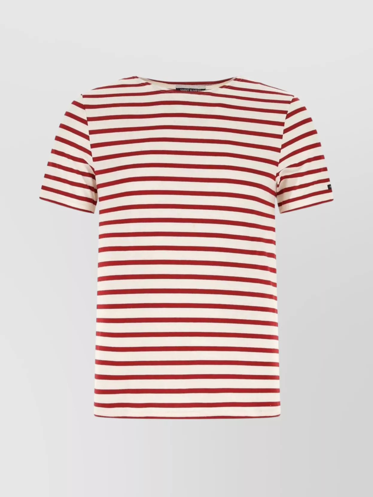 Shop Saint James Modern Striped Cotton T-shirt In Burgundy