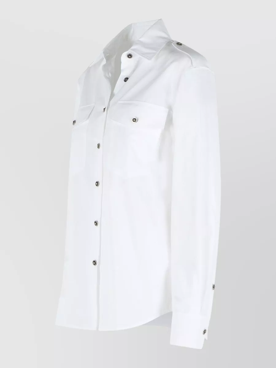 Versace Cotton Poplin Shirt Chest Pockets Collar
