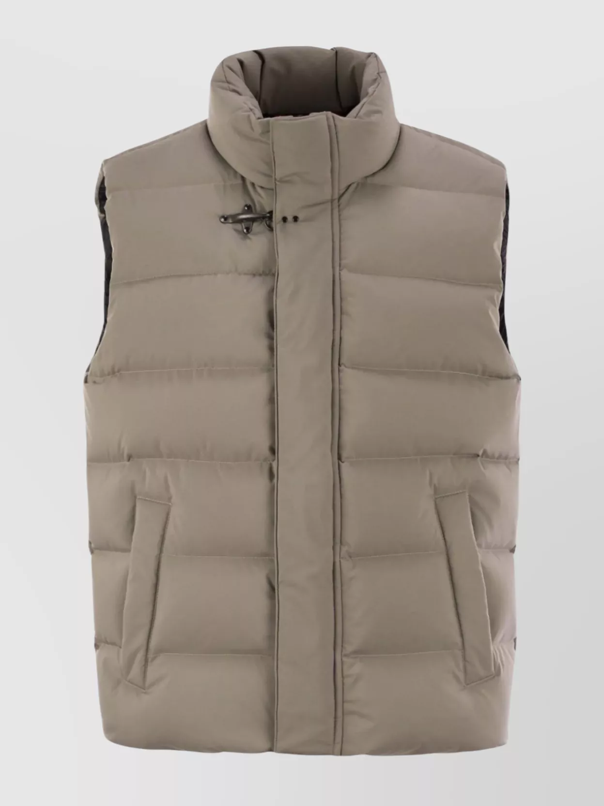 Fay Sleeveless High Neck Padded Front Pockets Coat In Neutral