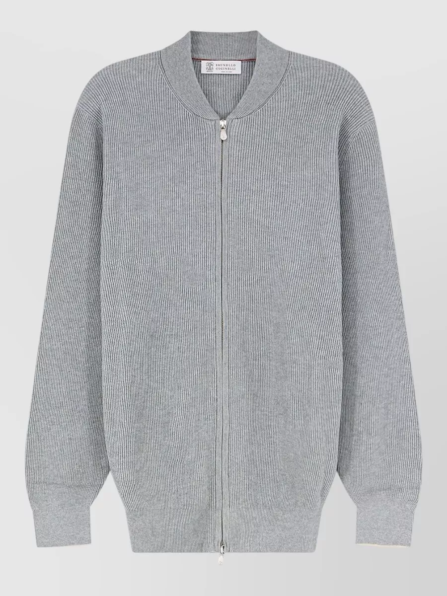 Brunello Cucinelli Ribbed zip-up cotton cardigan