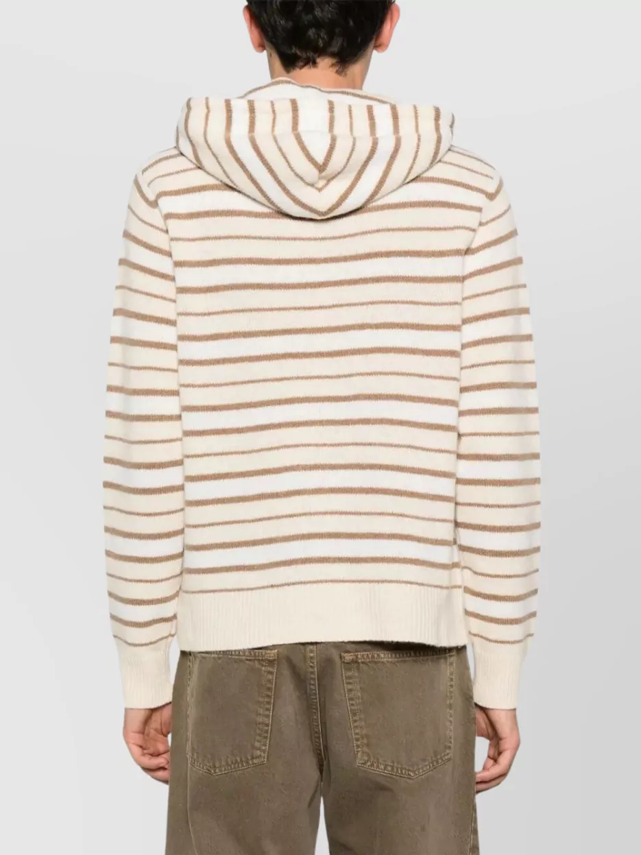 Marni Drawstring Hood Striped Kangaroo Pocket Cardigan