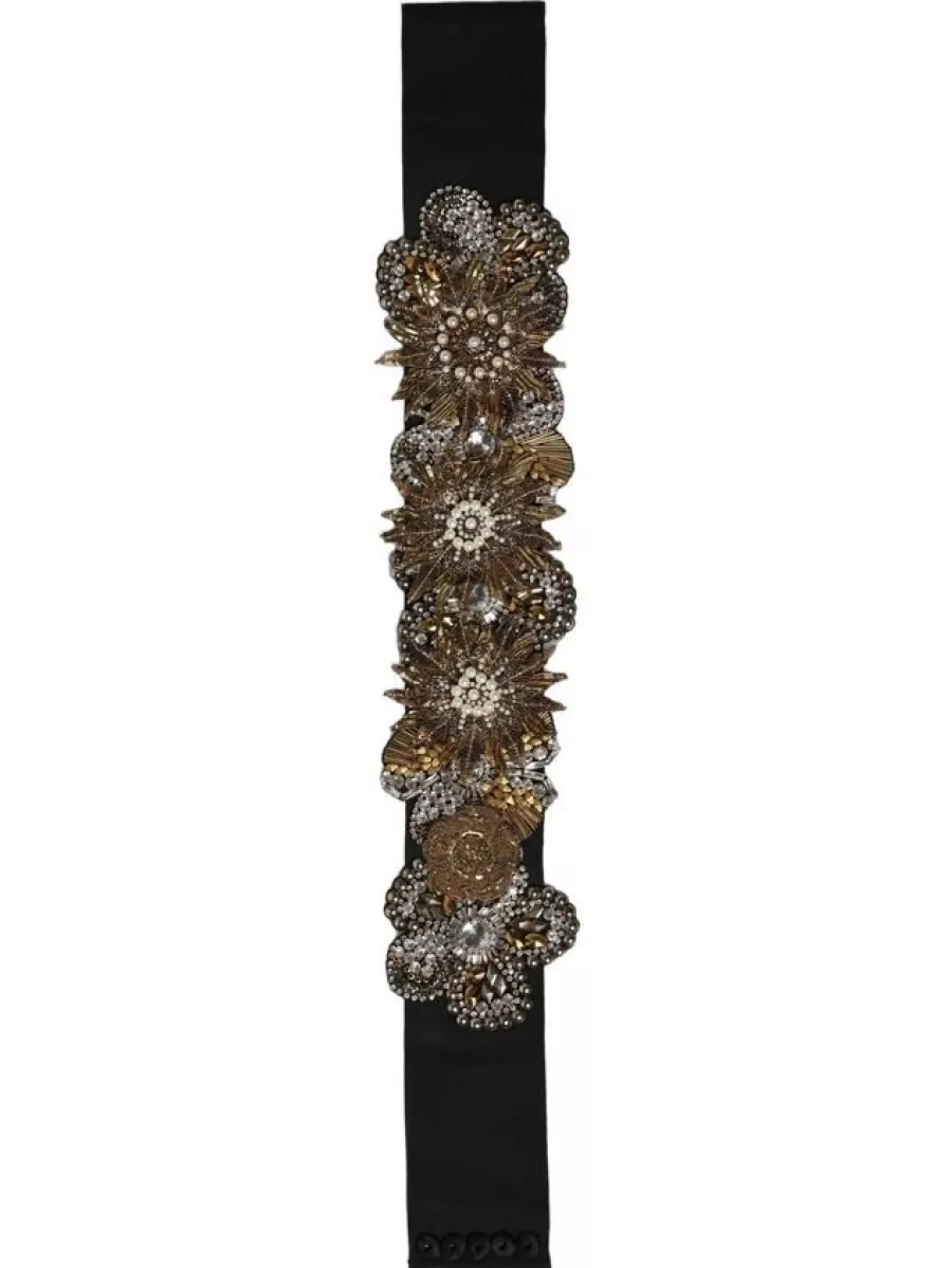 Dolce&Gabbana Crystal Flower Brooches Belt