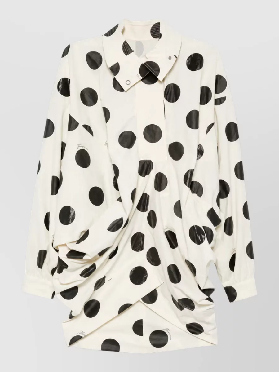Jacquemus Polka-dot oversized funnel-neck jacket