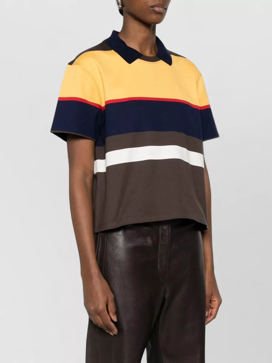 Versace Striped Cotton Polo Top