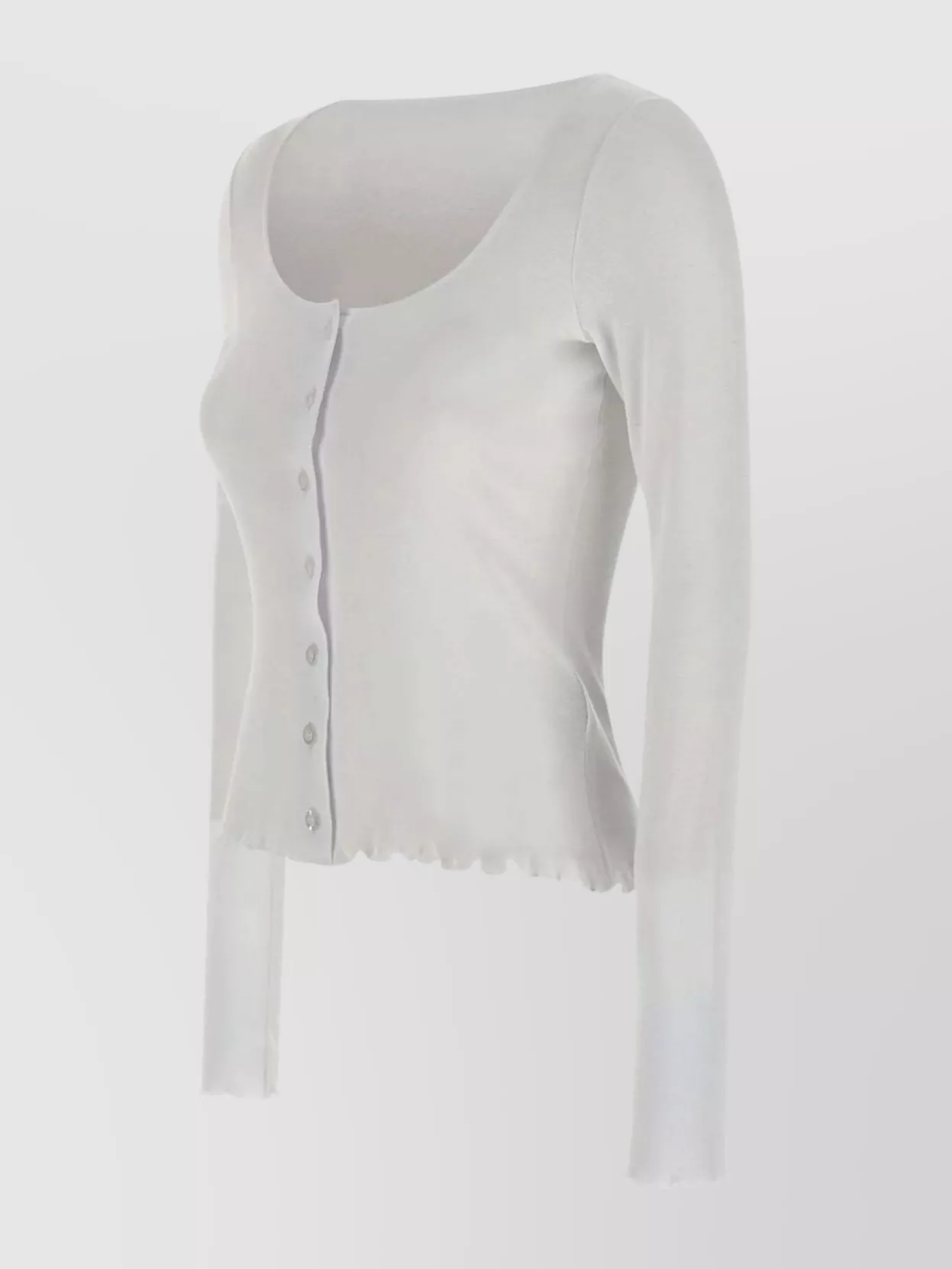 ROTATE BIRGER CHRISTENSEN COTTON SWEATER WITH DEEP V-NECKLINE AND GATHERED DETAILING