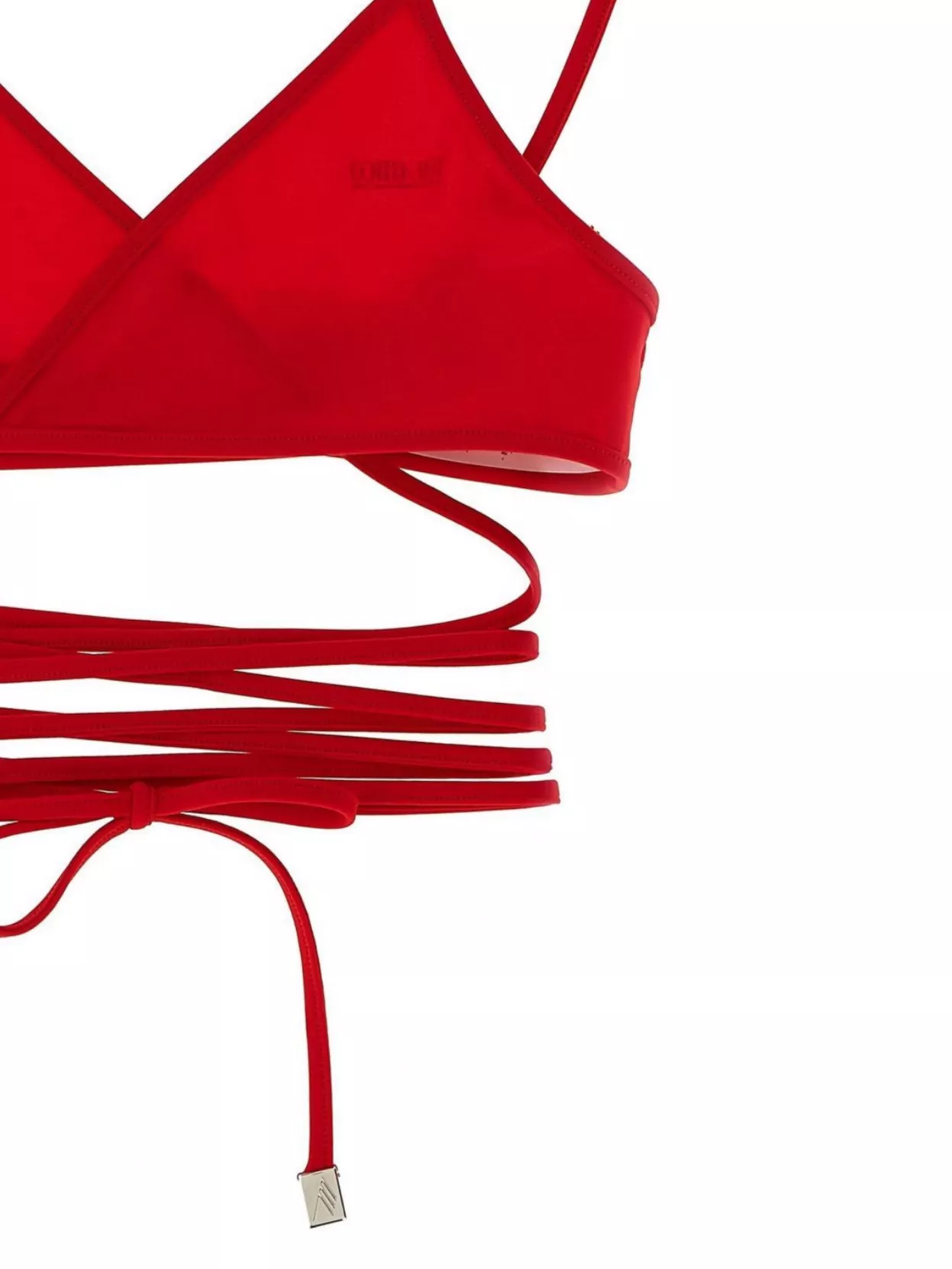 Attico Wrap-around Straps Triangle Top Bikini In Red
