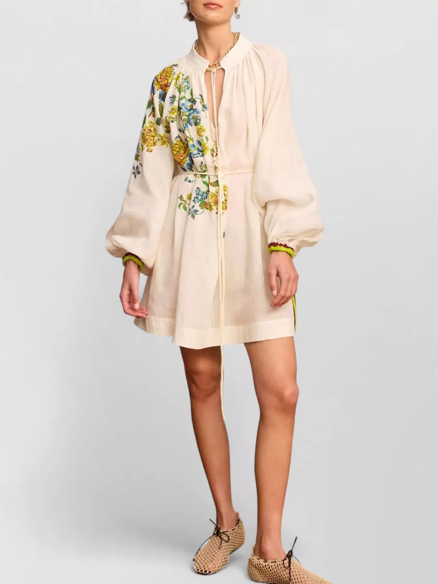 Alémais Gathered V-Neck Mini Dress