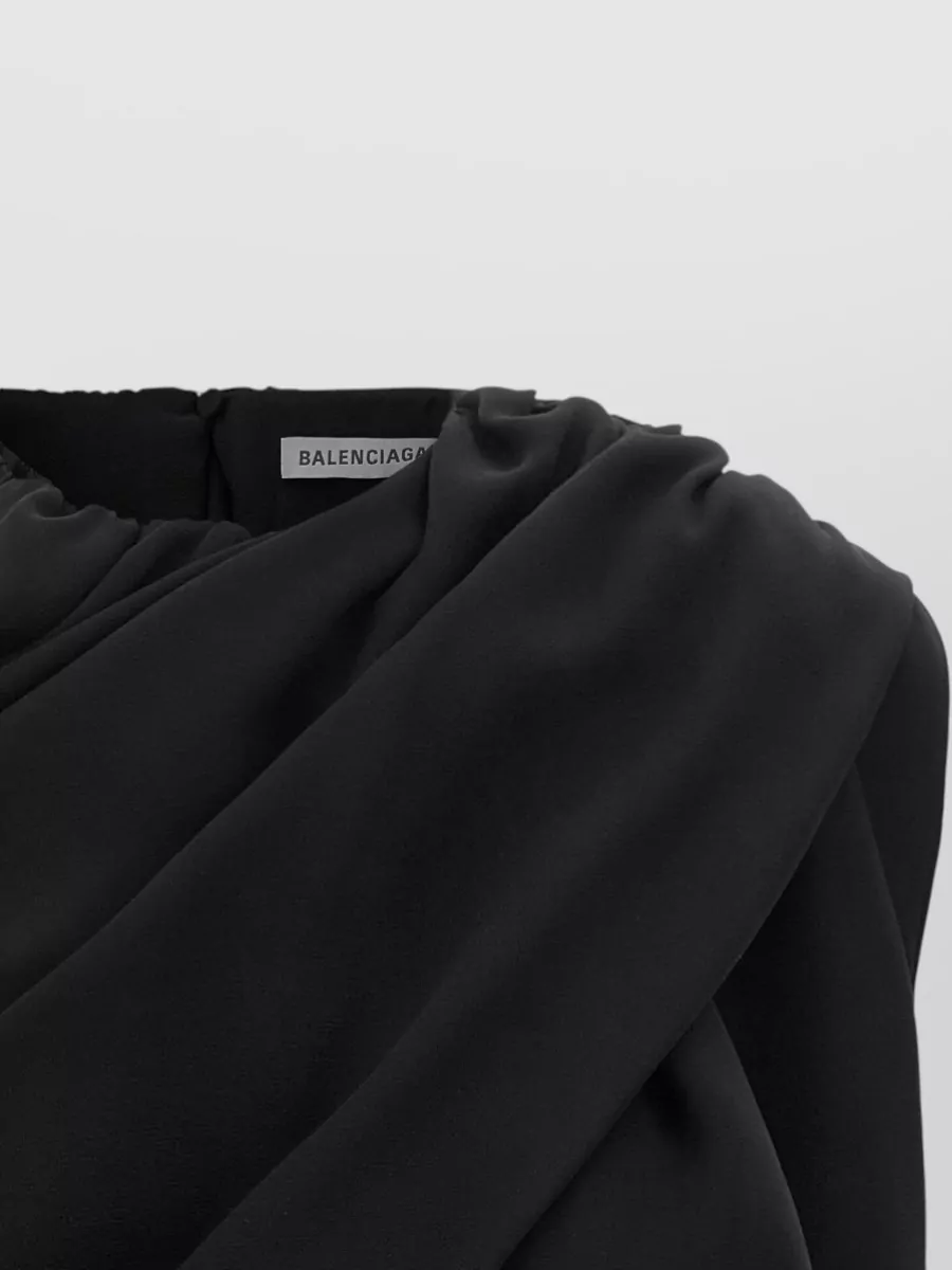 Balenciaga Silk Asymmetric Draped Cropped Top