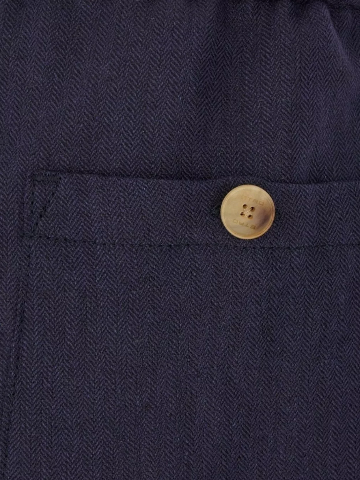 Etro Linen Pant With Button Detail And Pleat