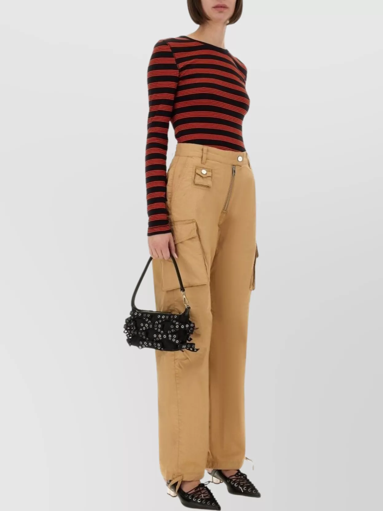 Ganni Striped Crew Neck Long-Sleeved Top
