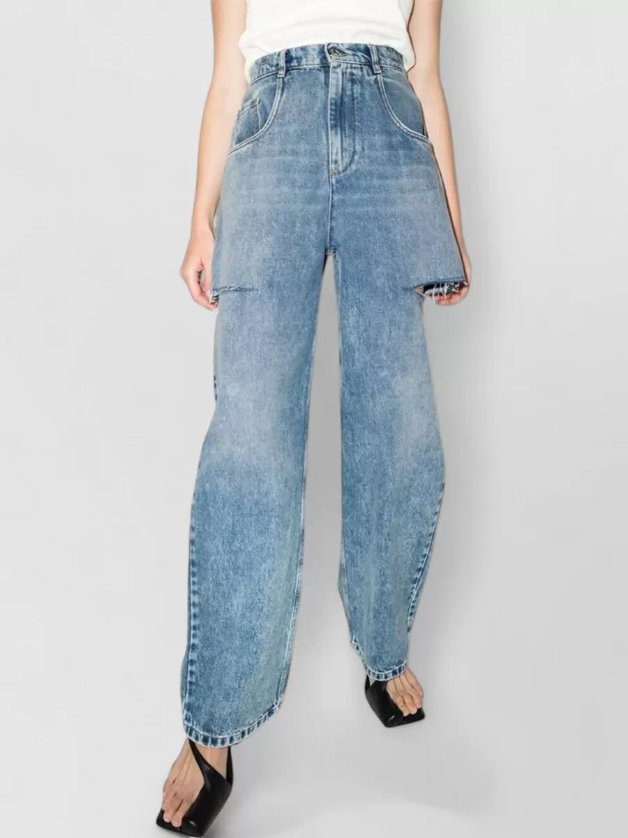 Maison Margiela High Waist Wide Leg Five Pocket Trousers