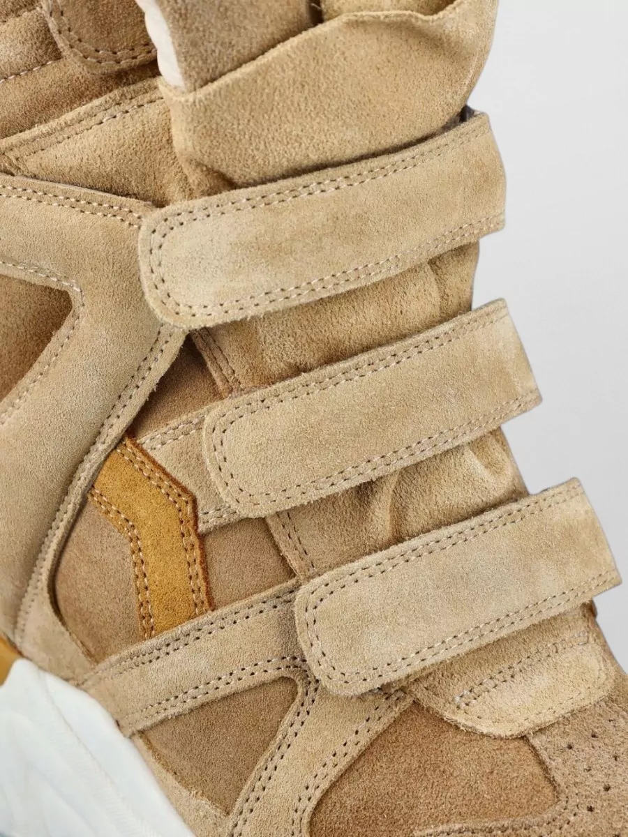 Isabel Marant Leather Cutout Paneled Hi-Top Sneakers