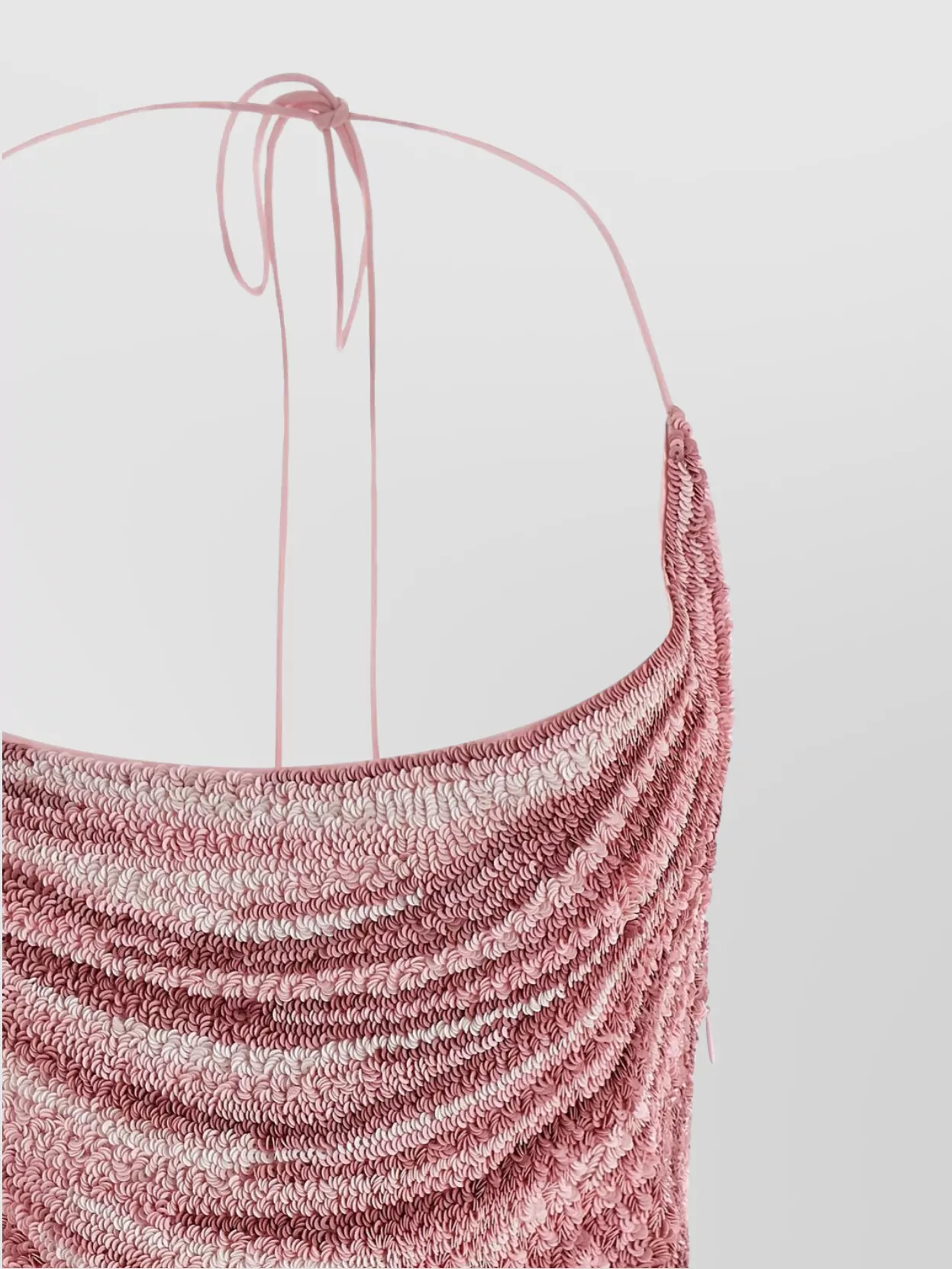 Balmain Draped Halter Neck Mini Dress With Sequins In Pink