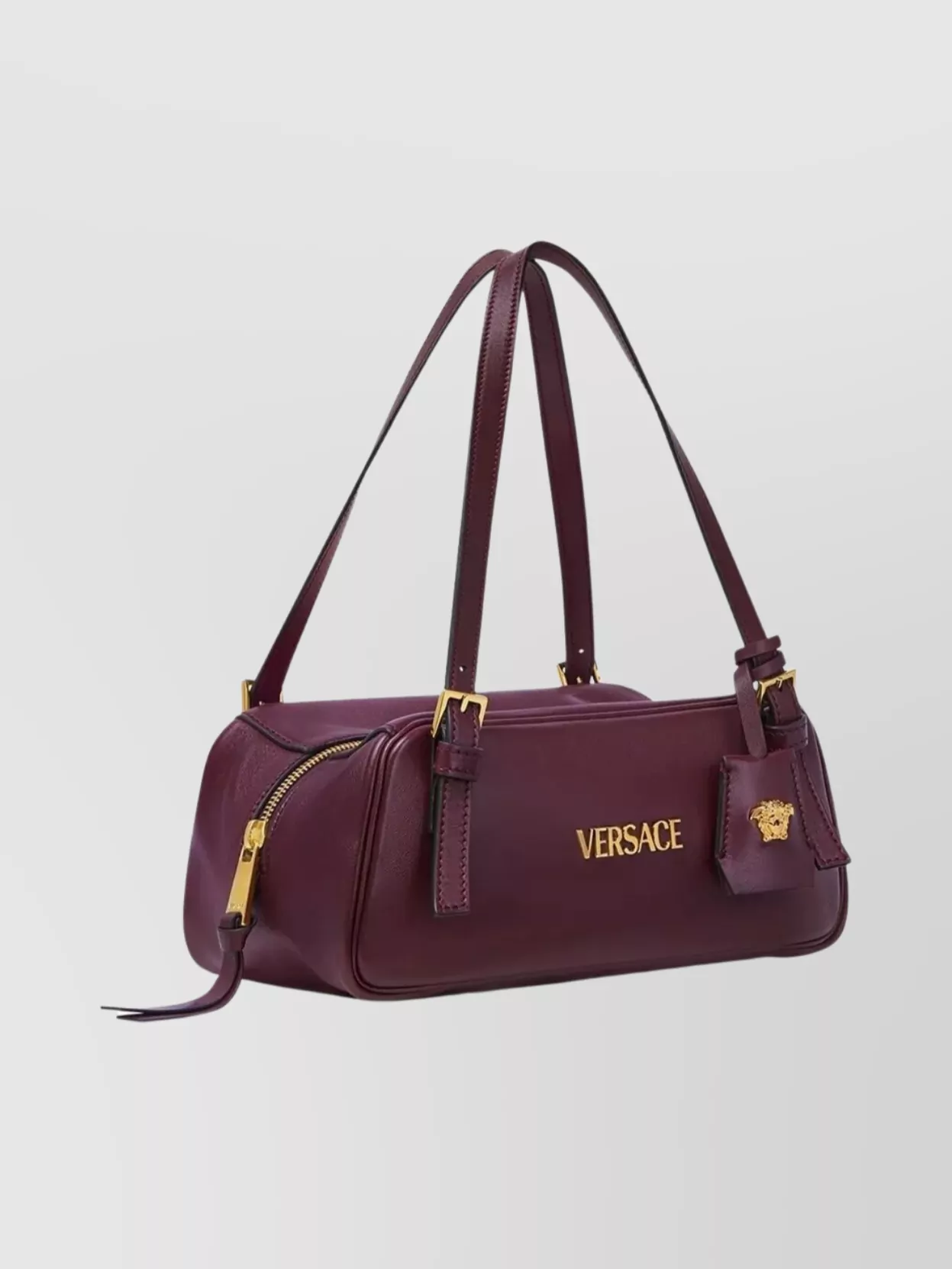 Versace Double Handle Lamb Leather Shoulder Bag