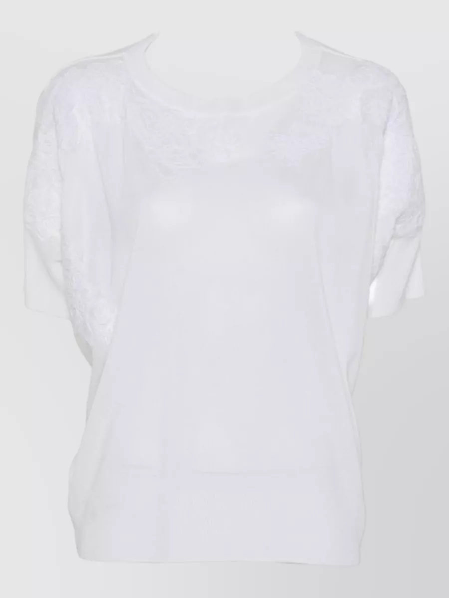 Ermanno Firenze Cotton Lace Panel Short-Sleeve T-Shirt