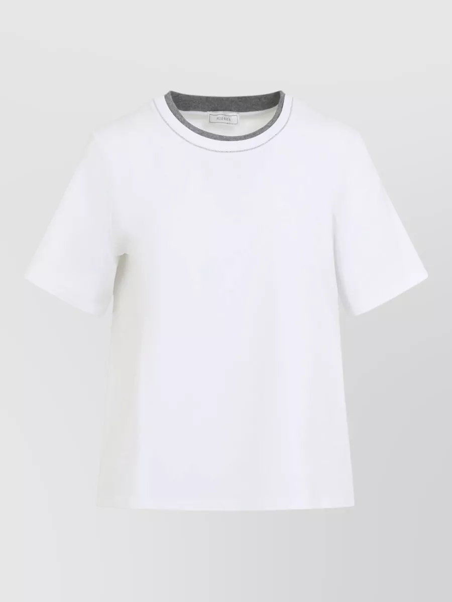 Peserico Lounge Crew Neck T Shirt Contrast Neckline In White