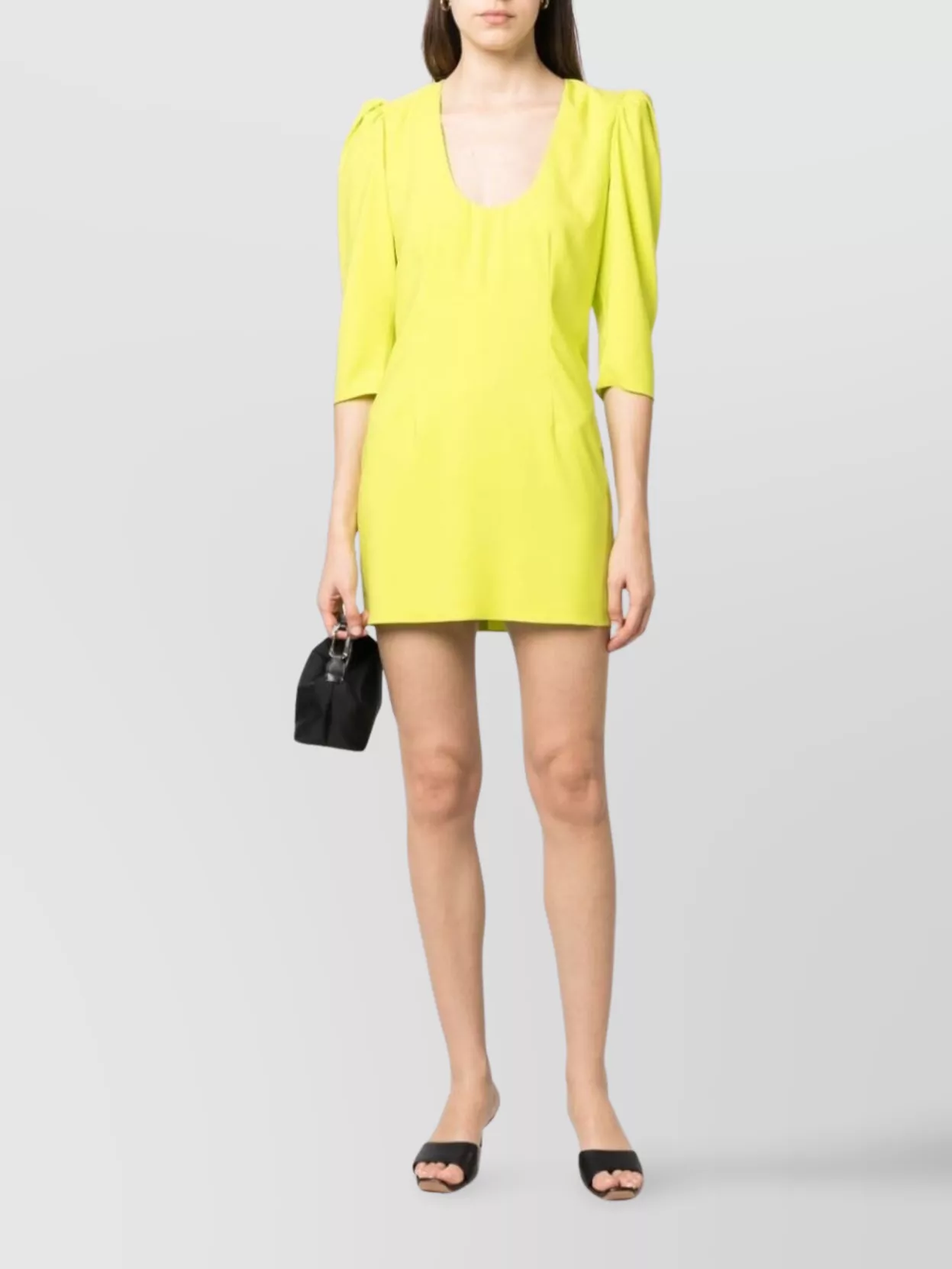 Dsquared2 Mini Dress With Puff Sleeves And Scoop Neck In Green