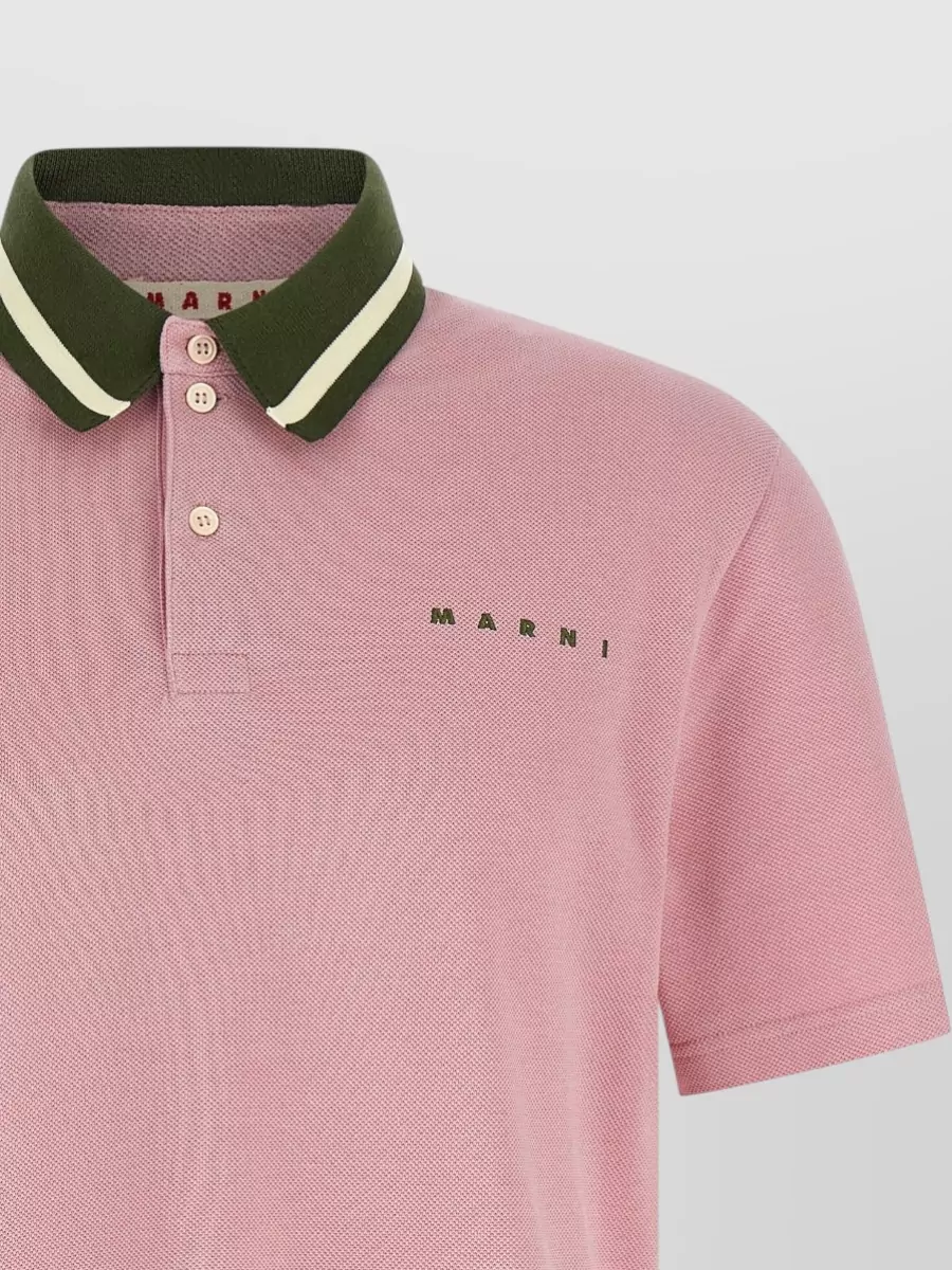 Marni Piqué Cotton Polo Shirt Short Sleeves Collar