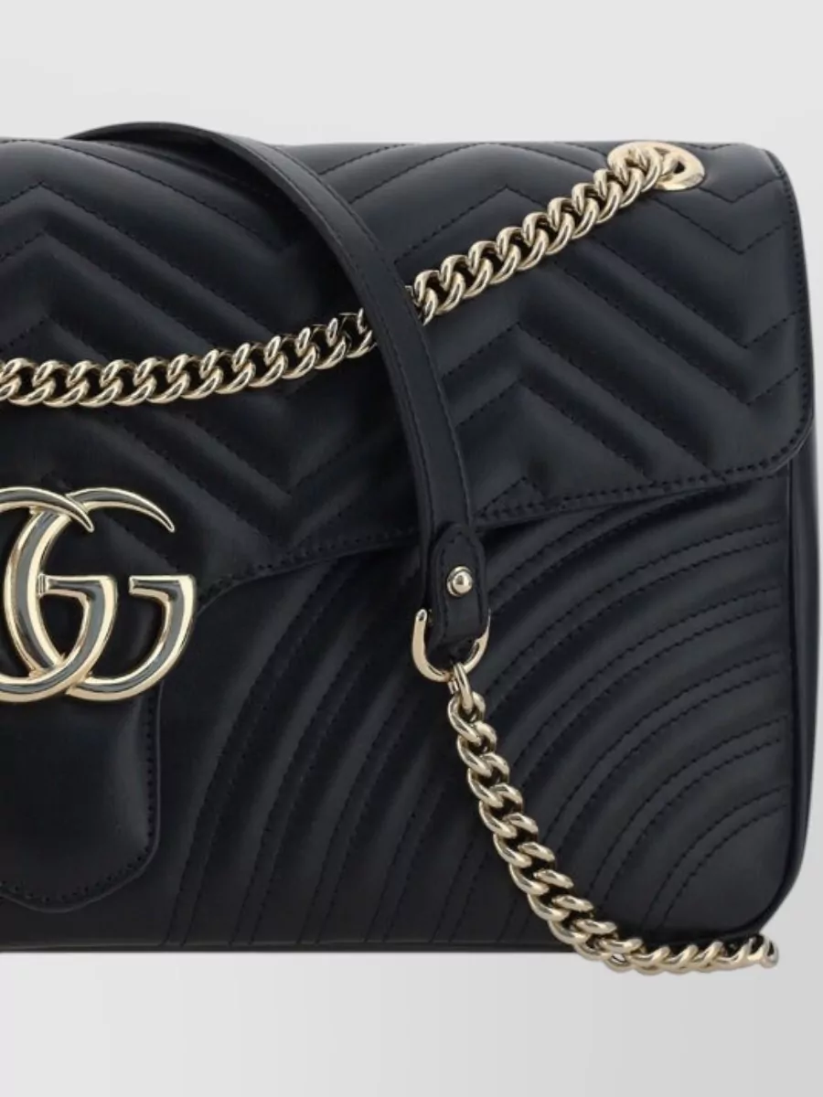 Gucci Shoulder Bag Chevron Pattern Chain Strap