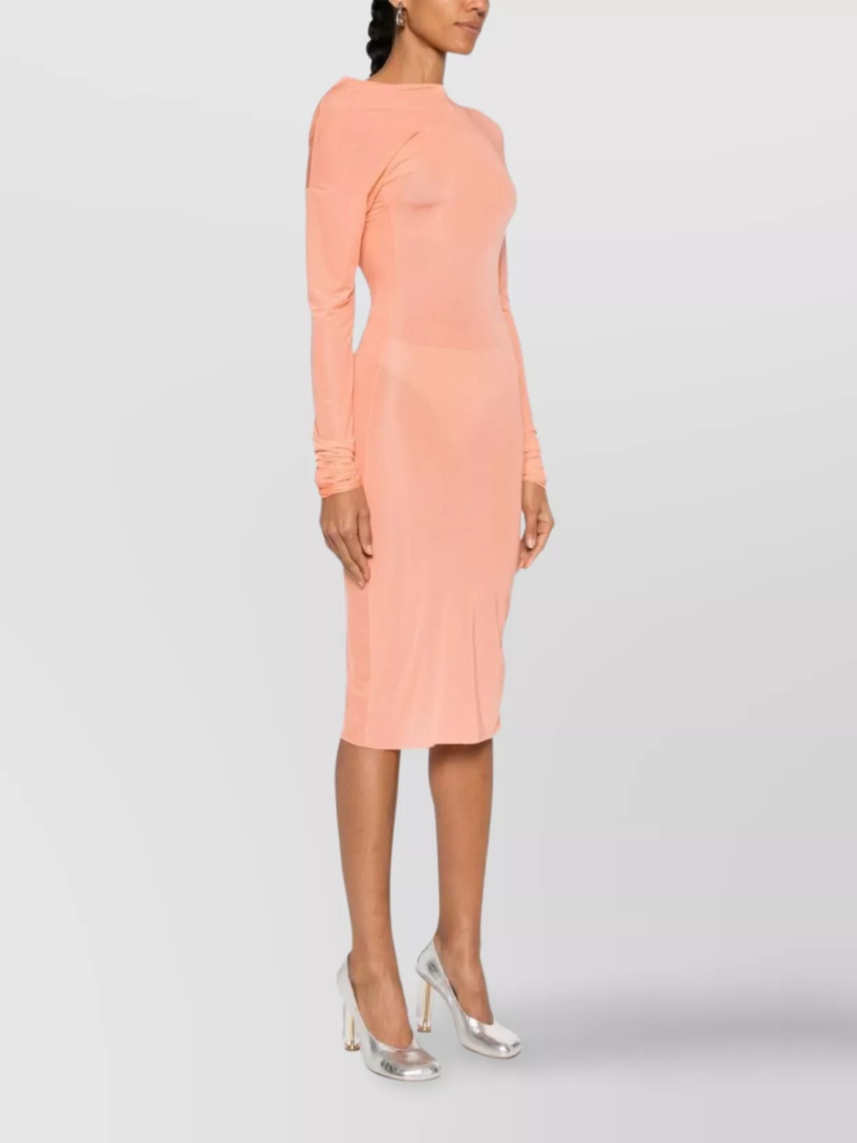 Dries Van Noten Fitted Midi Dress Long Sleeves In Multi