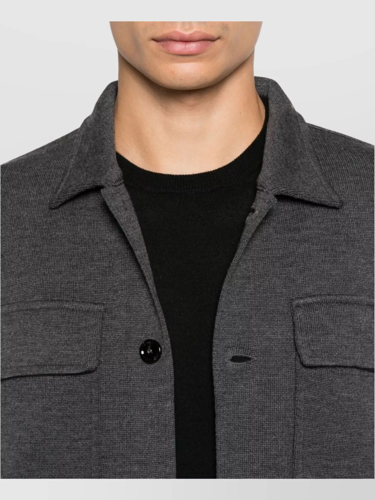 Lardini Knitted Jacket With Chest Pockets And Collar
