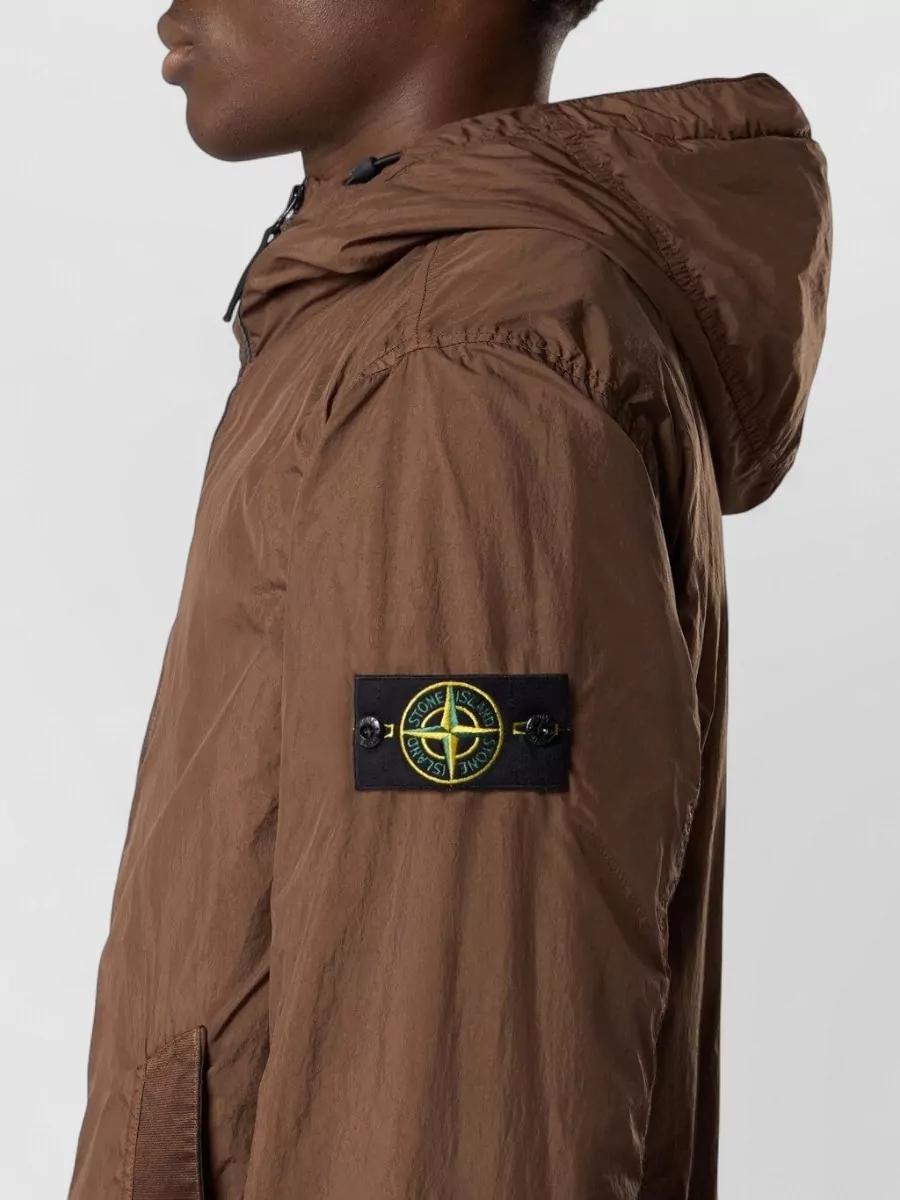 Stone Island Hooded Lightweight Nylon Jacket Drawstring Hem