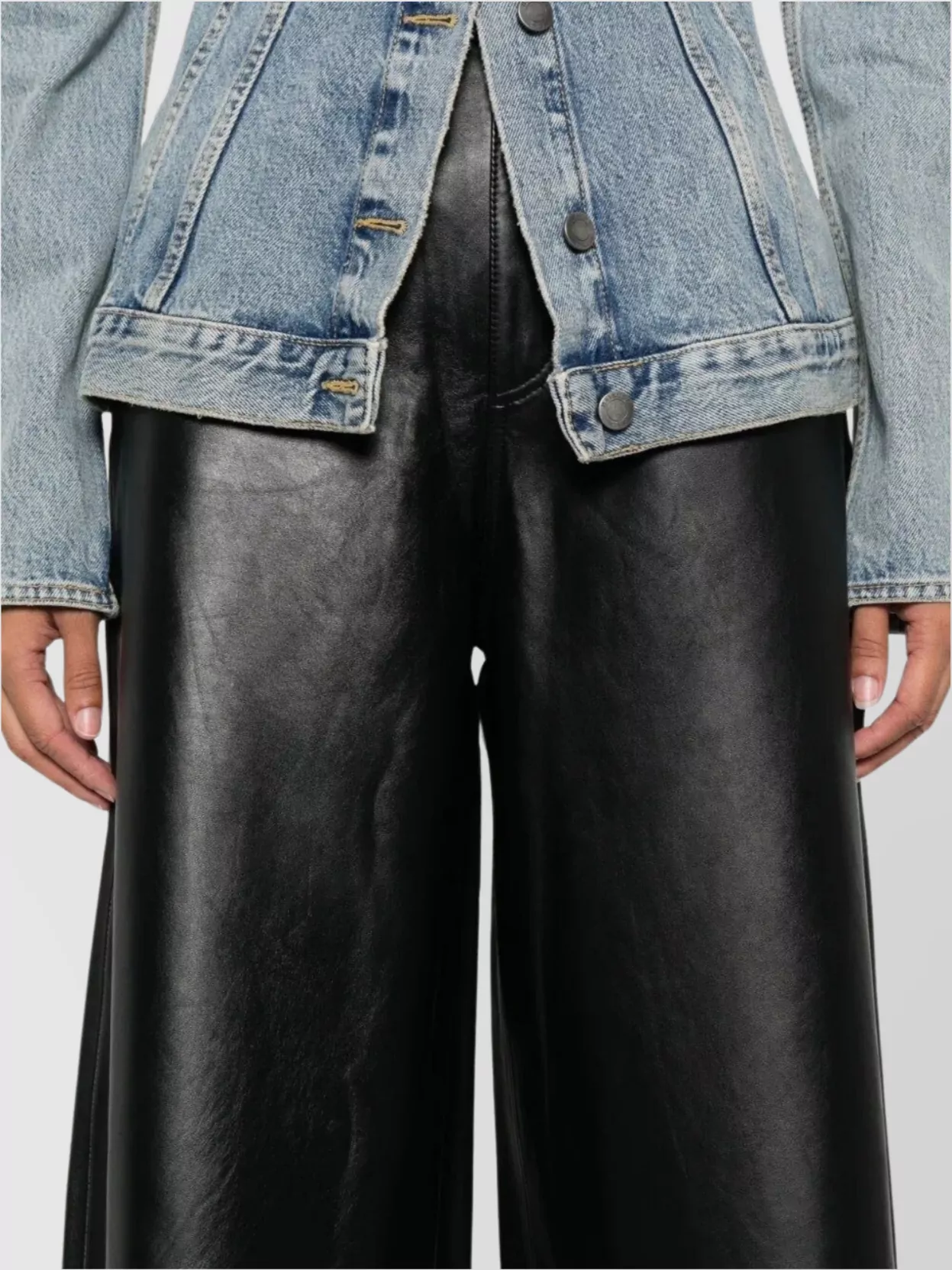 Haikure Leather High Waist Wide Leg Shorts