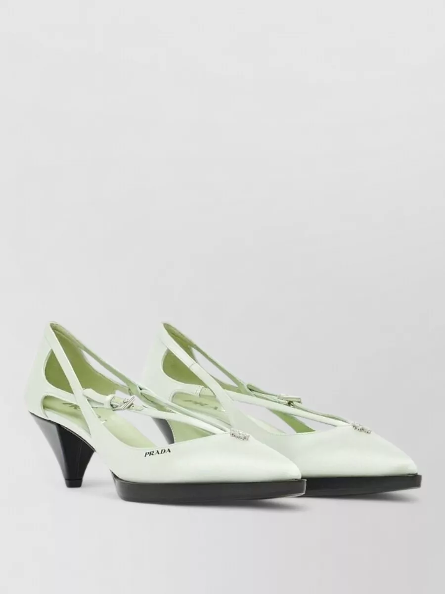 Prada silk mid heel pumps