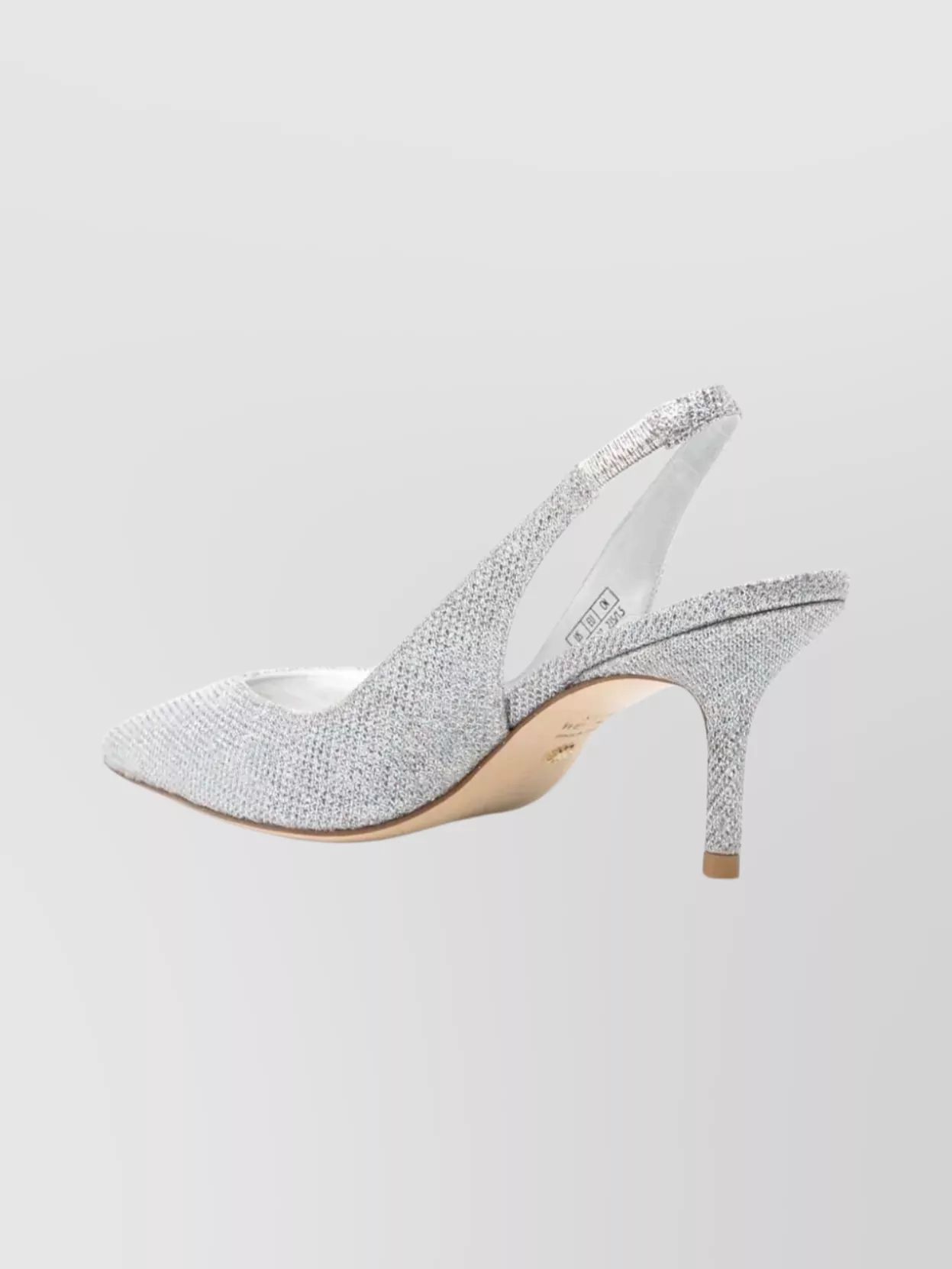 Stuart Weitzman Glitter Mid Heel Pointed Toe Pumps In Silver