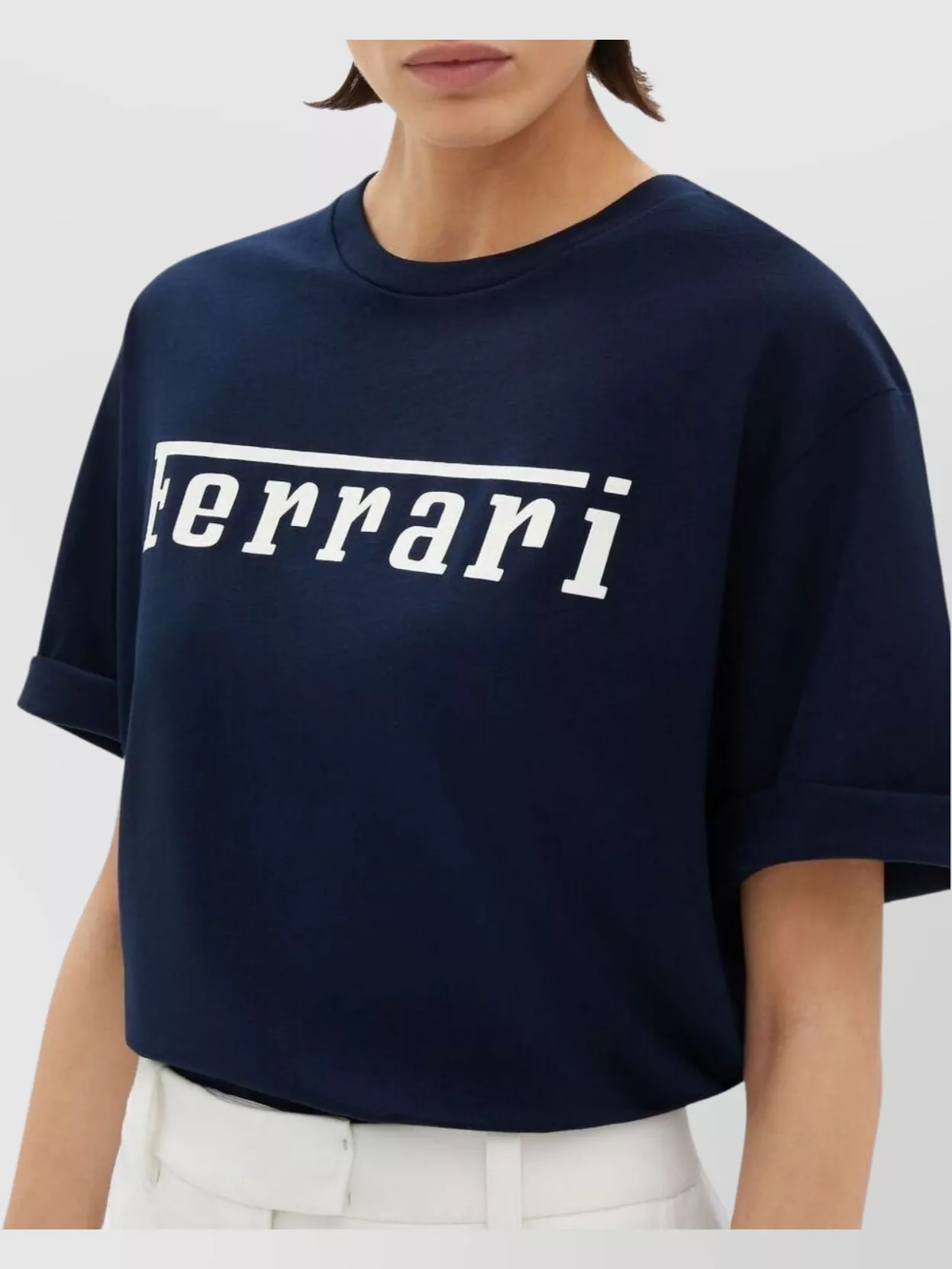 Ferrari Crew Neck Cotton T-Shirt With Short Sleeves