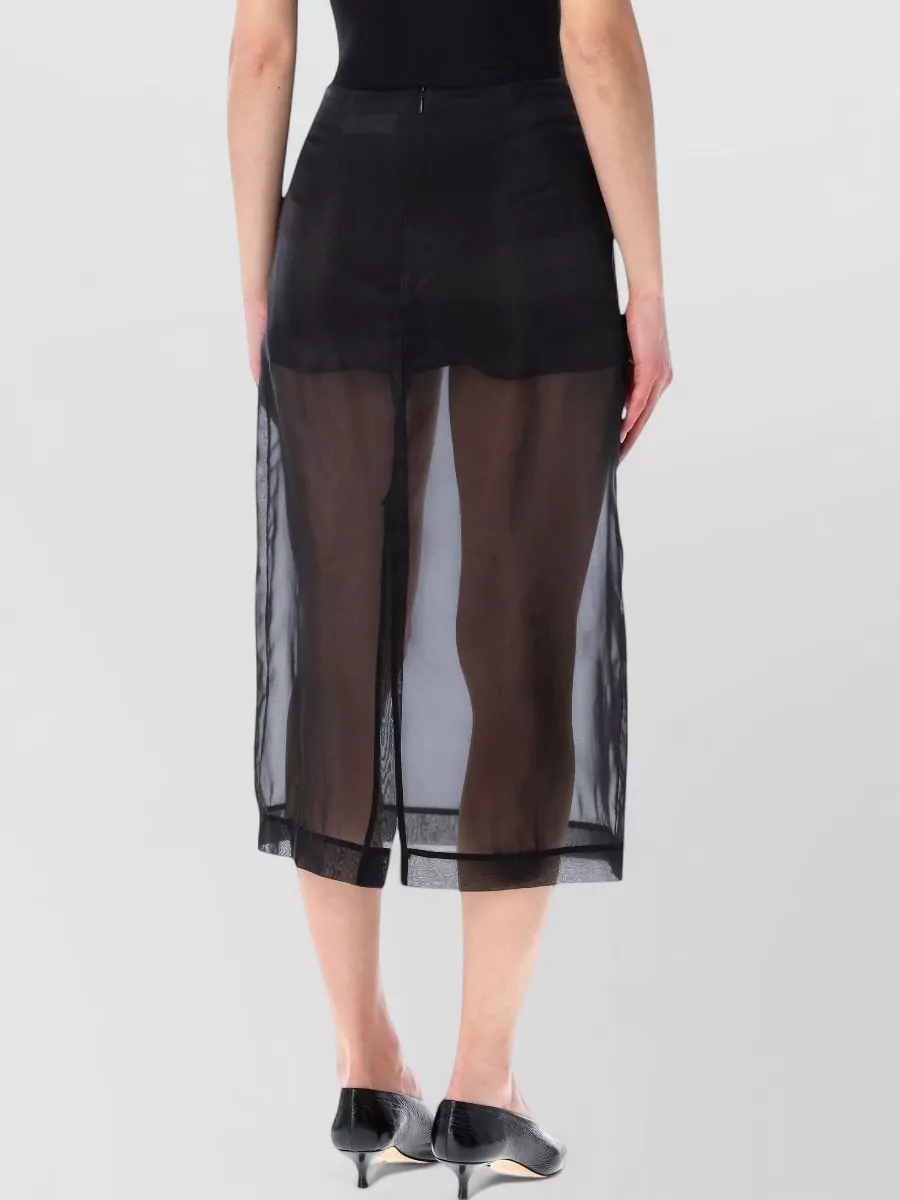 The Frankie Shop Silk Sheer Midi Skirt
