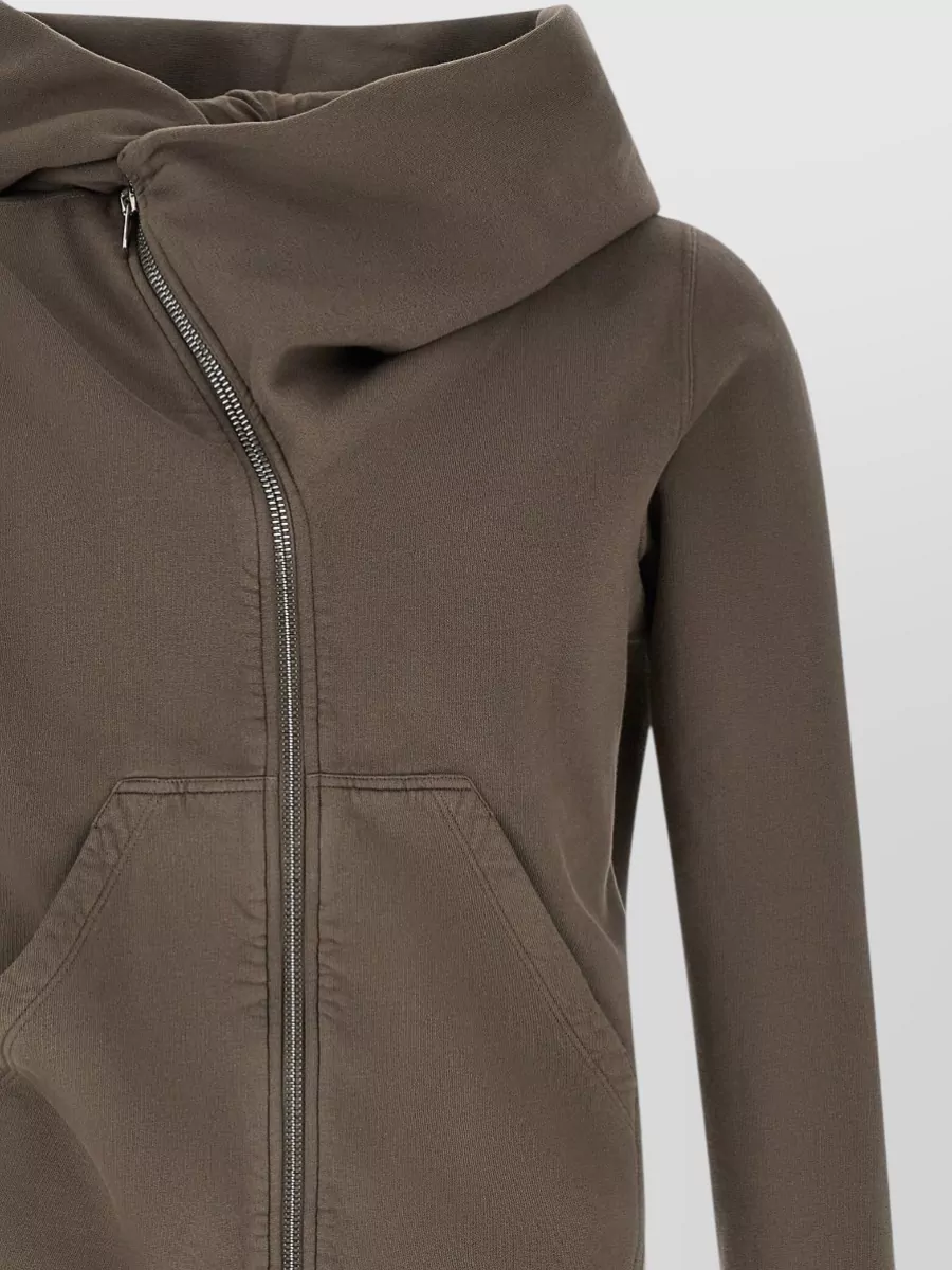 Rick Owens Drkshdw Cotton Asymmetric Zip Hooded Jacket