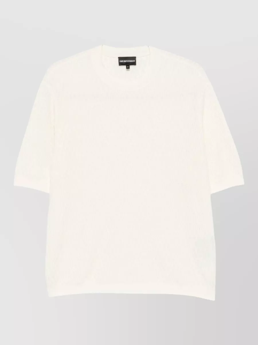 Emporio Armani cotton chevron-knit crew-neck short-sleeve t-shirt