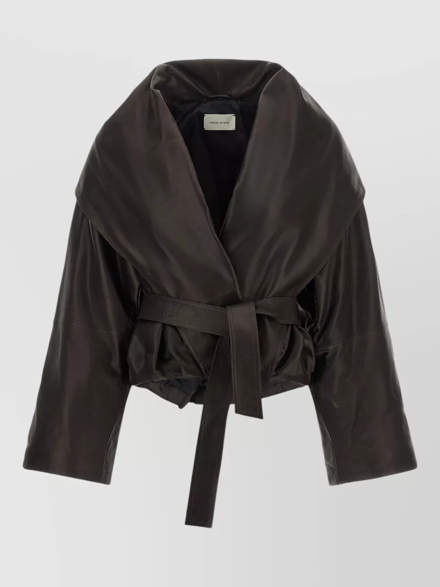 Magda Butrym Leather Shawl Collar Coat