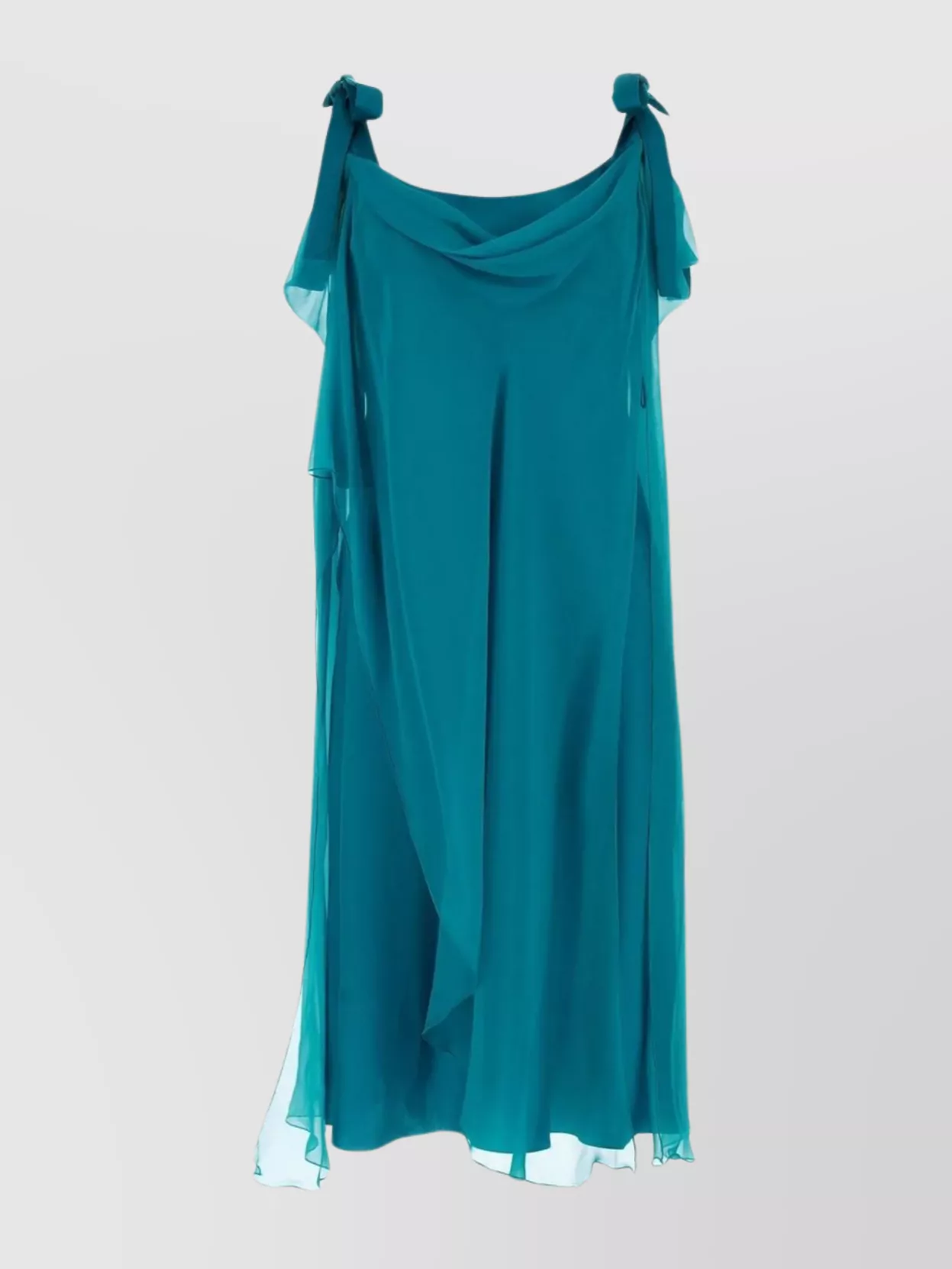 Shop Alberta Ferretti Hooded Neckline Silk Dress