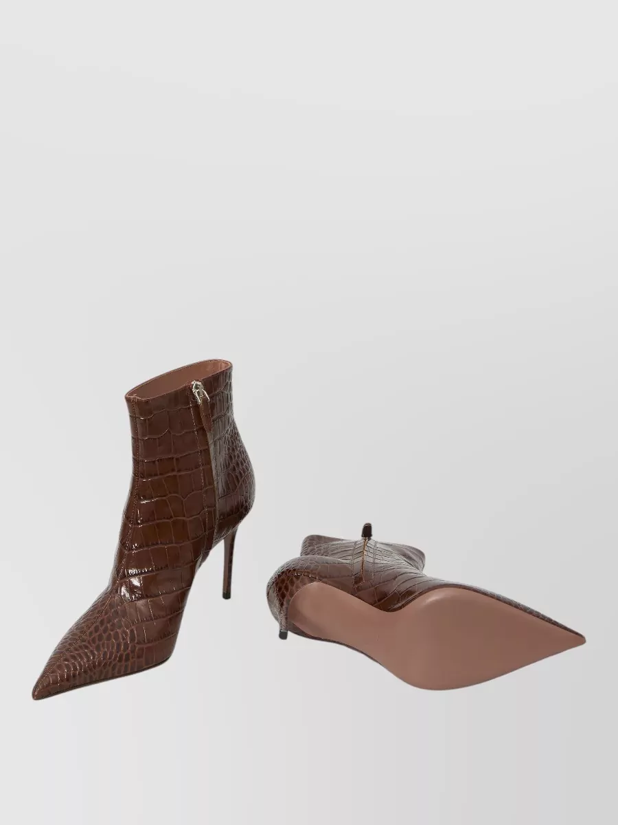Paris Texas Calfskin Crocodile-Embossed Ankle Boots