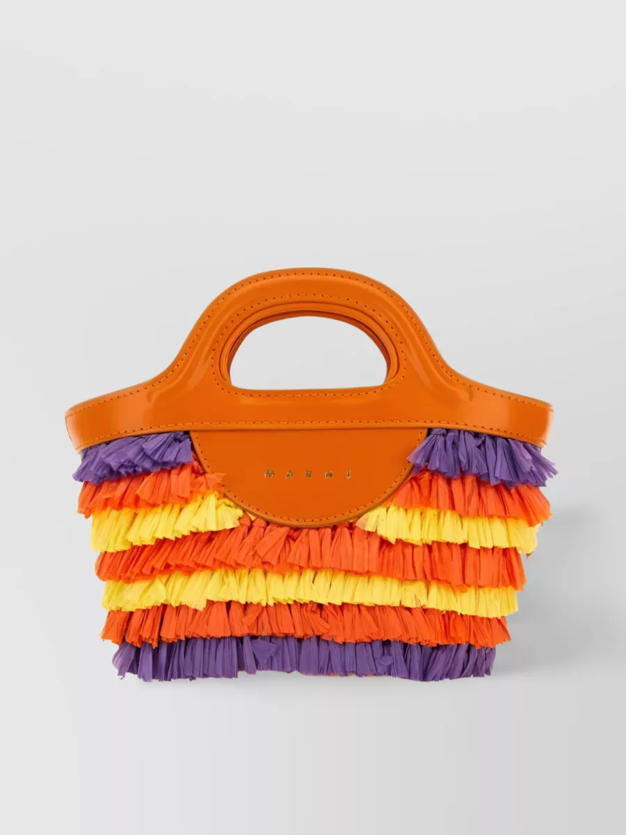 Shop Marni Leather Fringe Tote Bag In Orange