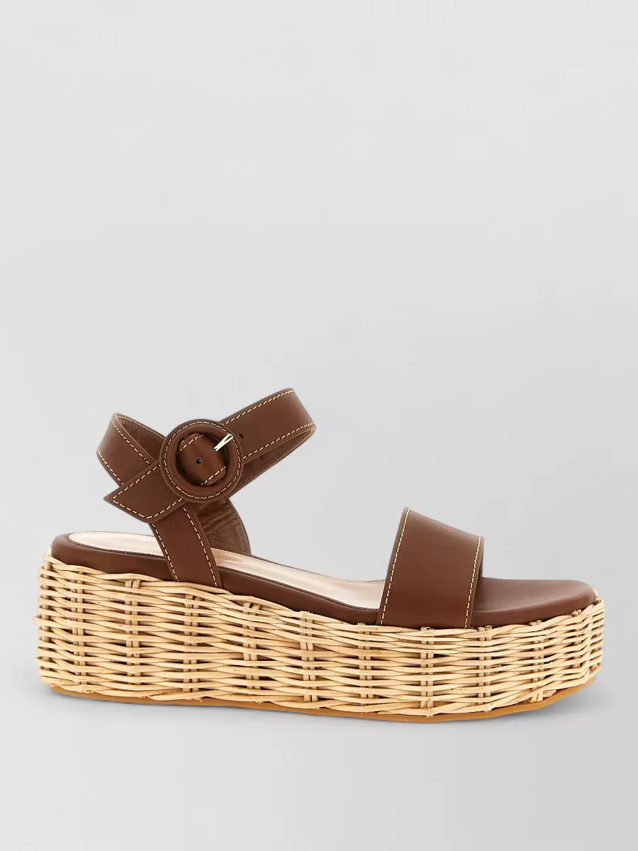 Gianvito Rossi Leather Wedge Sandals